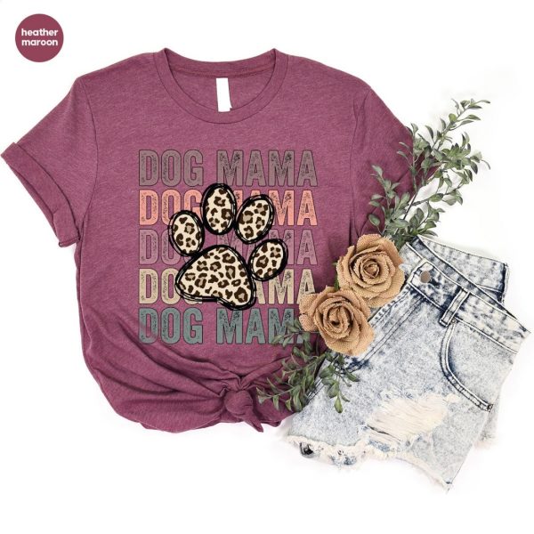 Dog Mom Vintage Shirt, Leopard Print Graphic Tees