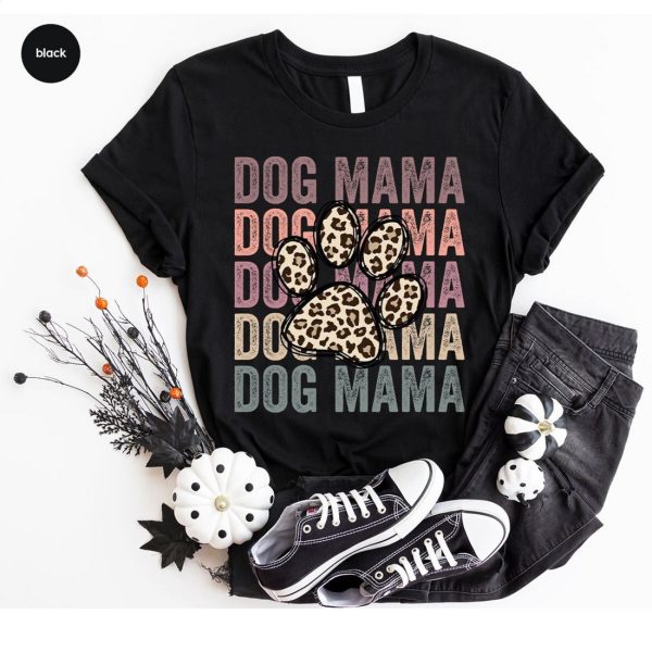 Dog Mom Vintage Shirt, Leopard Print Graphic Tees