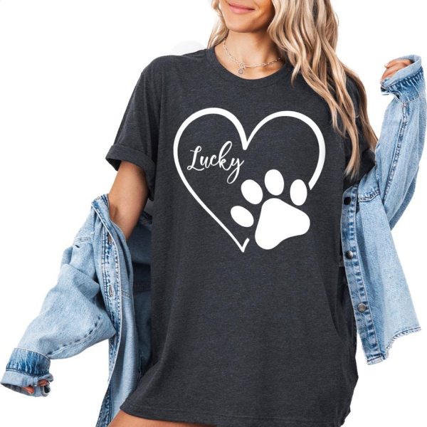 Lucky Cat Mom Paw Heart Shirt