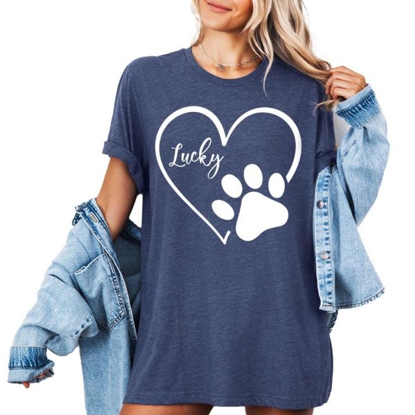 Lucky Cat Mom Paw Heart Shirt