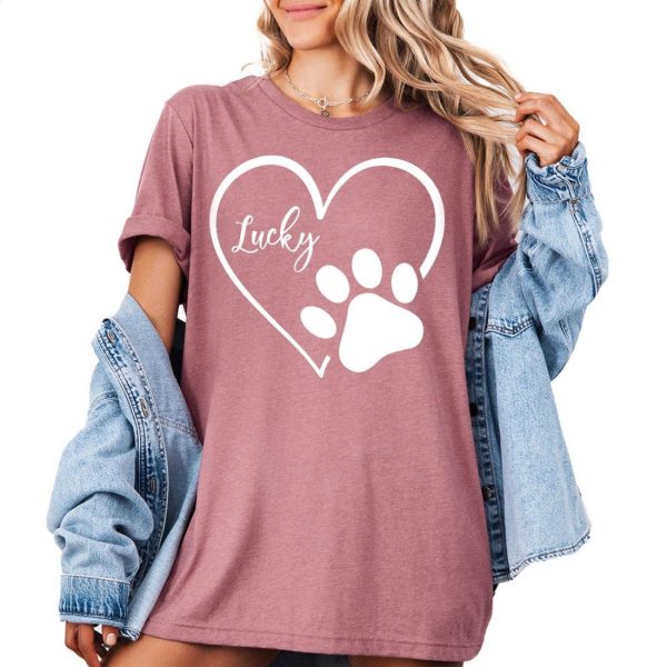 Lucky Cat Mom Paw Heart Shirt