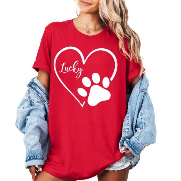 Lucky Cat Mom Paw Heart Shirt