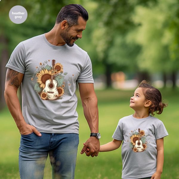 Retro Guitar Sunflower Graphic Tees Shirt