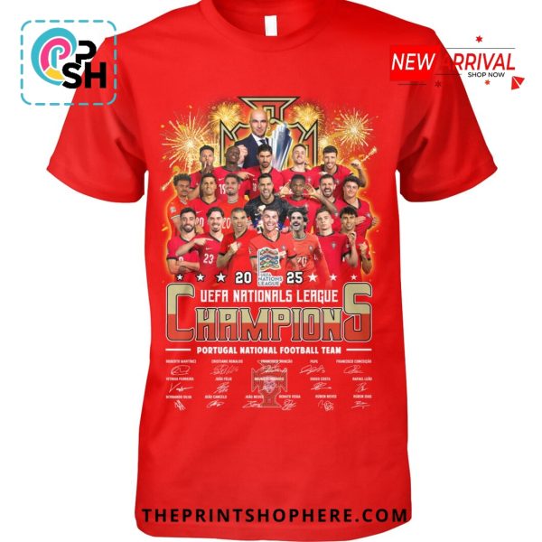 2025 UEFA Nationals League Champions Signatures T-Shirt
