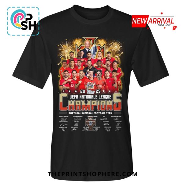 2025 UEFA Nationals League Champions Signatures T-Shirt
