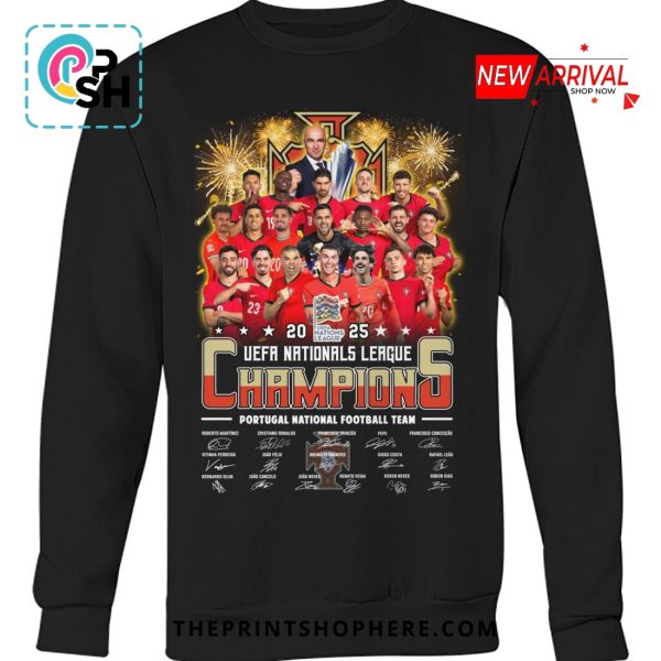2025 UEFA Nationals League Champions Signatures T-Shirt
