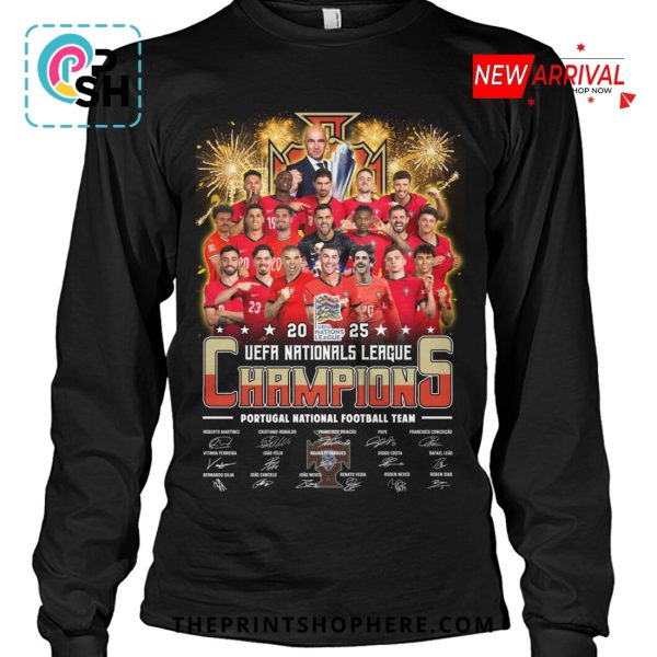 2025 UEFA Nationals League Champions Signatures T-Shirt