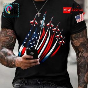 Independence Day USA Flag Fighter Jets T-Shirt