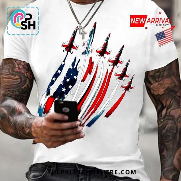Independence Day USA Flag Fighter Jets T-Shirt