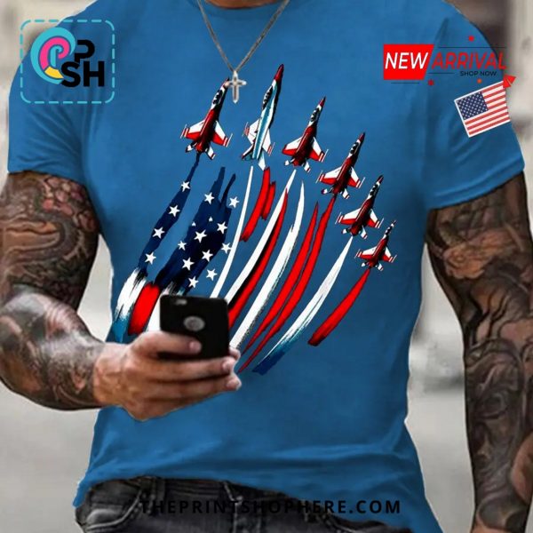 Independence Day USA Flag Fighter Jets T-Shirt