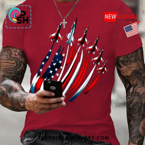 Independence Day USA Flag Fighter Jets T-Shirt