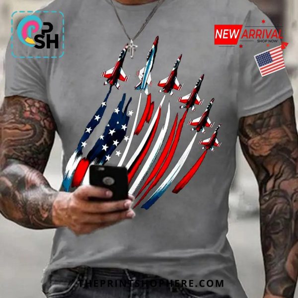 Independence Day USA Flag Fighter Jets T-Shirt