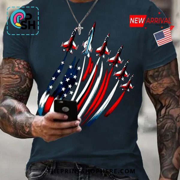 Independence Day USA Flag Fighter Jets T-Shirt