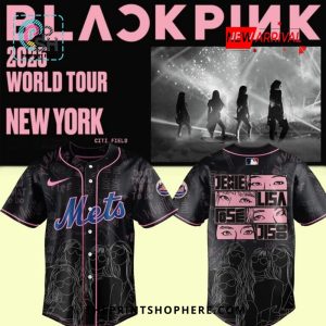 Mets x BLACKPINK World Tour Black Baseball Jersey