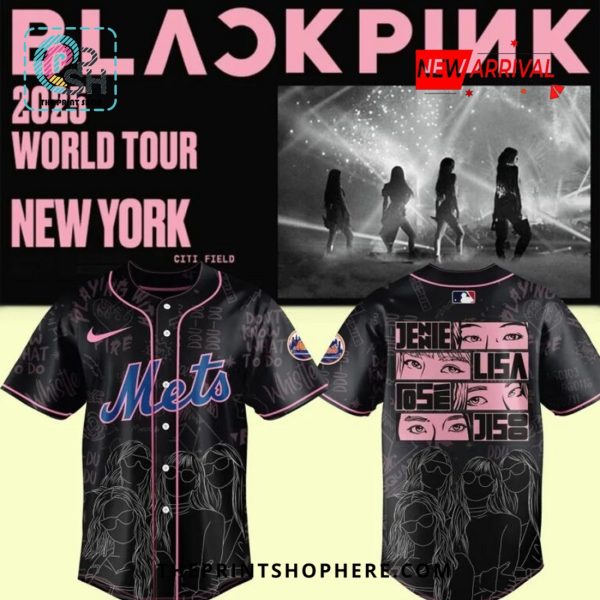Mets x BLACKPINK World Tour Black Baseball Jersey