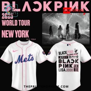 Mets x BLACKPINK World Tour White Baseball Jersey