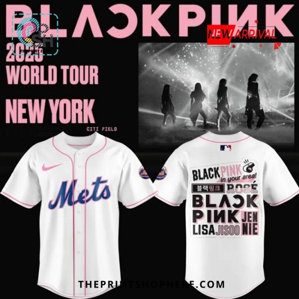 Mets x BLACKPINK World Tour White Baseball Jersey