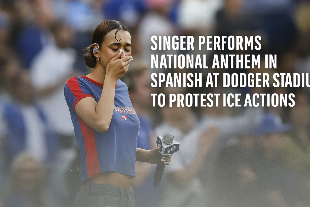 Singer performing National Anthem in Spanish at Dodger Stadium to protest ICE actions - Nezza