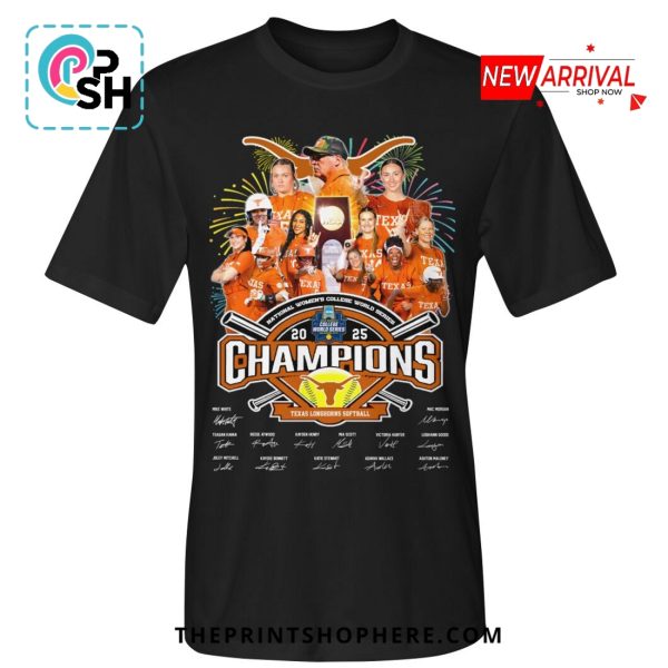 Texas Longhorns Softball 2025 Champions Signatures T-Shirt