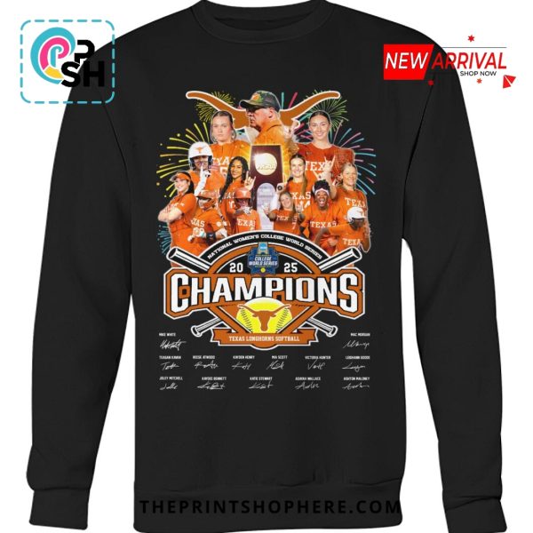 Texas Longhorns Softball 2025 Champions Signatures T-Shirt