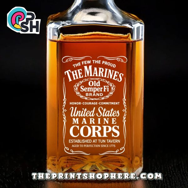 1775 Proof, USMC Certified Glass Whiskey Bottle