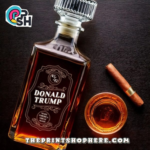 45 47 Donald Trump Make America Great Again Whiskey Bottle