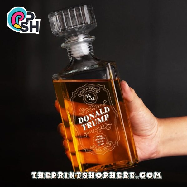 45 47 Donald Trump Make America Great Again Whiskey Bottle