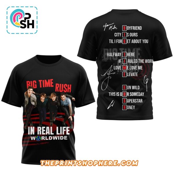 Big Time Rush Real Life Worldwide Tour Signatures Shirt