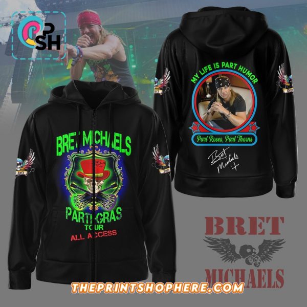 Bret Michaels Parti-Gras Tour 2025 Black Hoodie