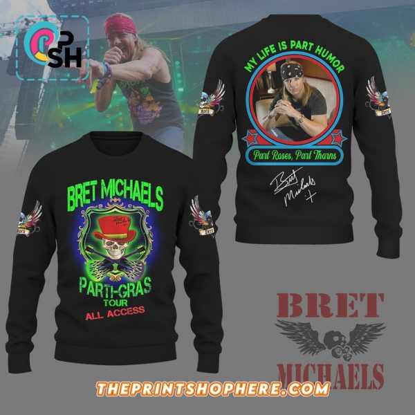 Bret Michaels Parti-Gras Tour 2025 Black Hoodie
