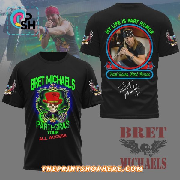 Bret Michaels Parti-Gras Tour 2025 Black Hoodie
