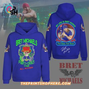 Bret Michaels Parti-Gras Tour 2025 Blue Hoodie