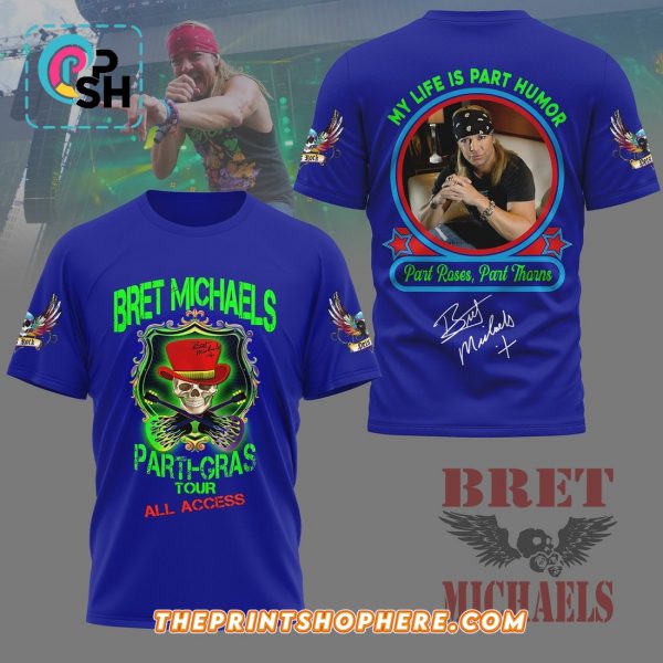 Bret Michaels Parti-Gras Tour 2025 Blue Hoodie