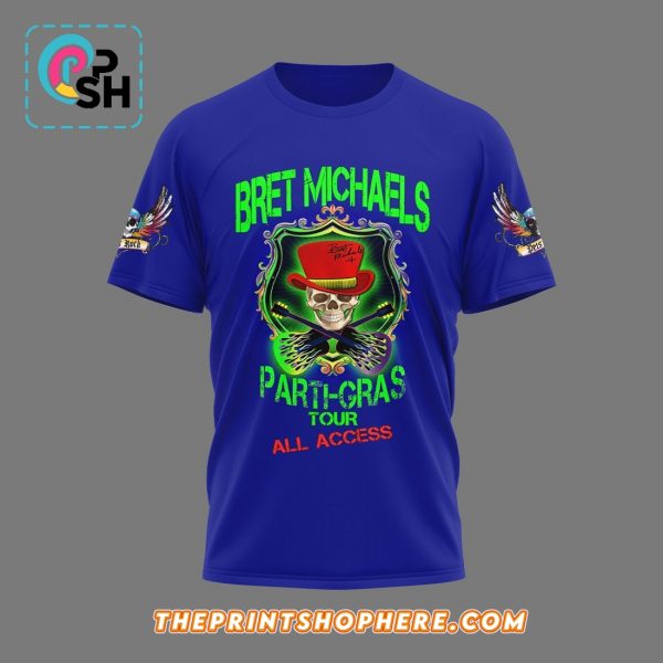 Bret Michaels Parti-Gras Tour 2025 Blue Hoodie