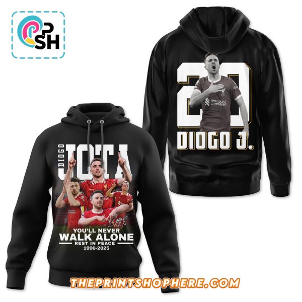 Diogo Jota You’ll Never Walk Alone Black Hoodie