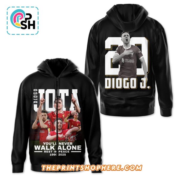 Diogo Jota You’ll Never Walk Alone Black Hoodie
