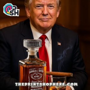 Donald Trump Whiskey Decanter – Engraved 45 & 47 President, MAGA Themed Barware, Patriotic Gift for Men
