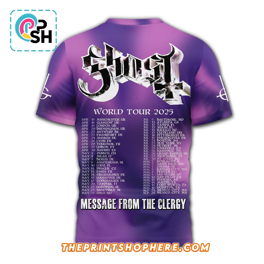 Ghost Message World Tour 2025 From The Clergy Shirt Ghost Message World Tour 2025 From The Clergy Shirt