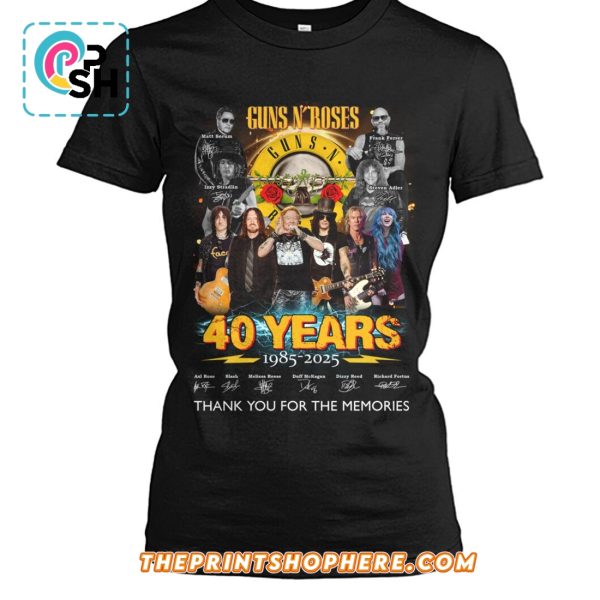 Guns N’ Roses 40 Years 1985 – 2025 Signatures T-Shirt