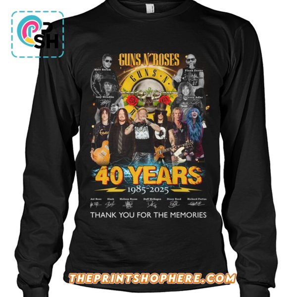 Guns N’ Roses 40 Years 1985 – 2025 Signatures T-Shirt