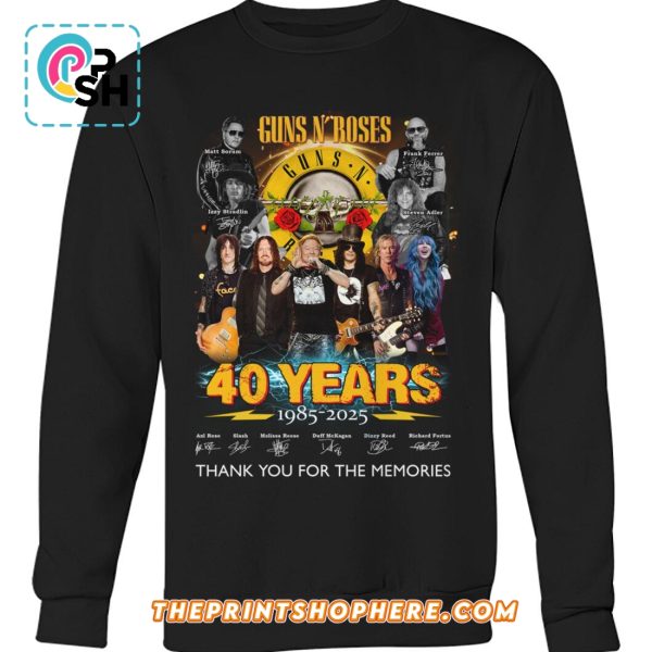 Guns N’ Roses 40 Years 1985 – 2025 Signatures T-Shirt