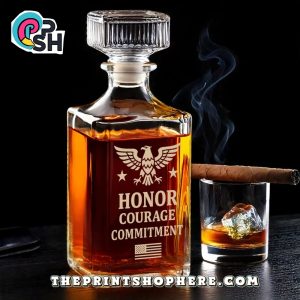 Honor, Courage, And Commitment Whiskey Bottle