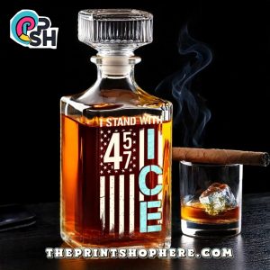 I Stand With 45 47 Republican State Glass Whiskey Decanter
