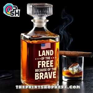 Land Of The Free Because Of The Brave Whiskey Bottle