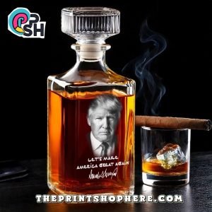 Let Make America Great Again Glass Whiskey Bottle