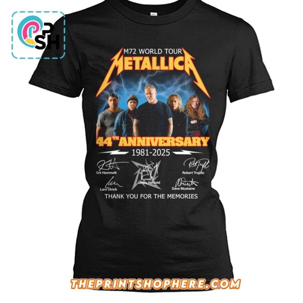 M72 World Tour Metallica 44th Anniversary Siagntures T-Shirt