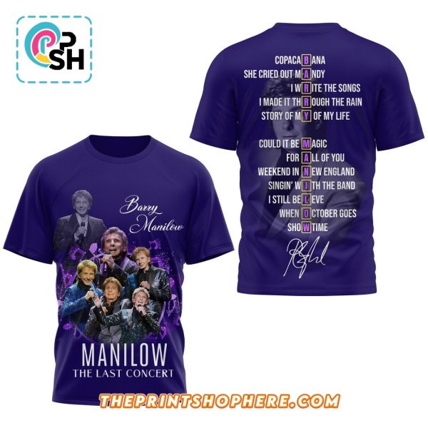 Manilow The Last Concerts Signatures Navy Shirt