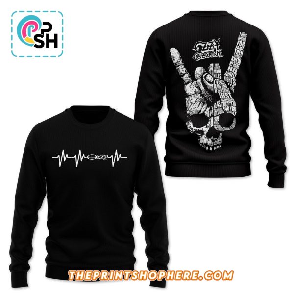 Ozzy Osbourne Heart Rate Style Black Hoodie