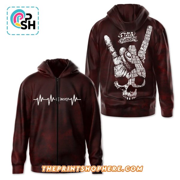 Ozzy Osbourne Heart Rate Style Red Hoodie