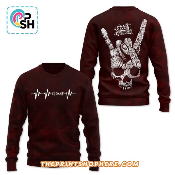 Ozzy Osbourne Heart Rate Style Red Hoodie